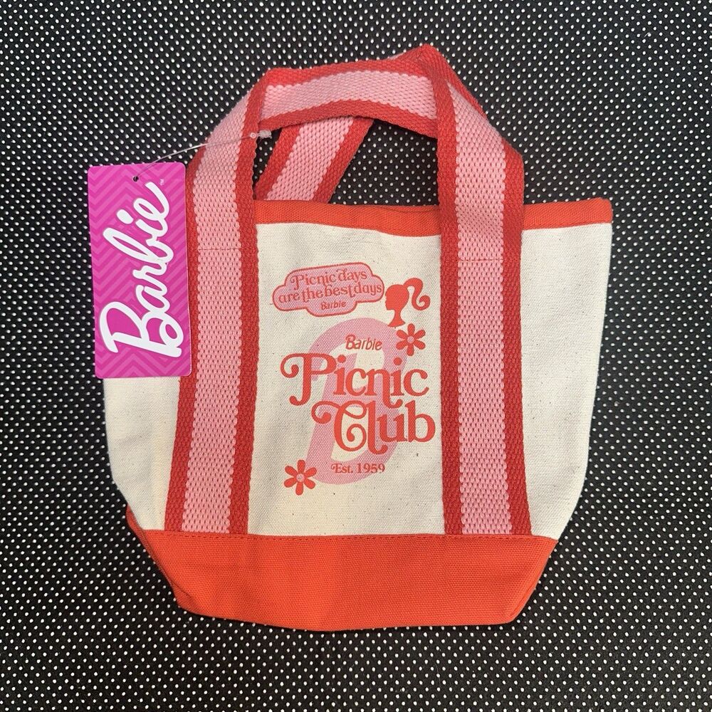 Barbie 8” Girls Best Days Mini Cotton Canvas Tote Bag, Pink NWT